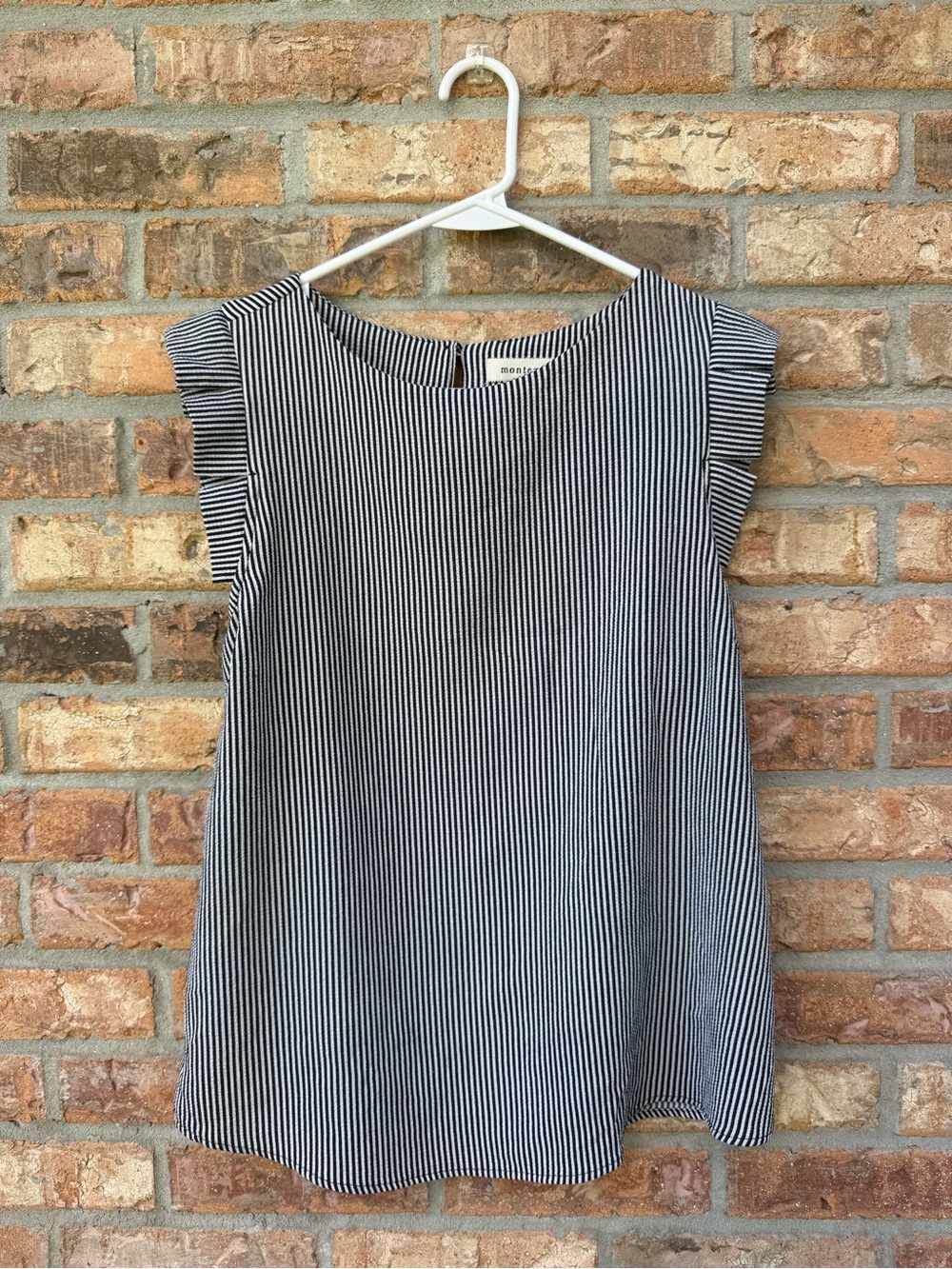 Monteau Black and White Striped Cap Sleeve Top